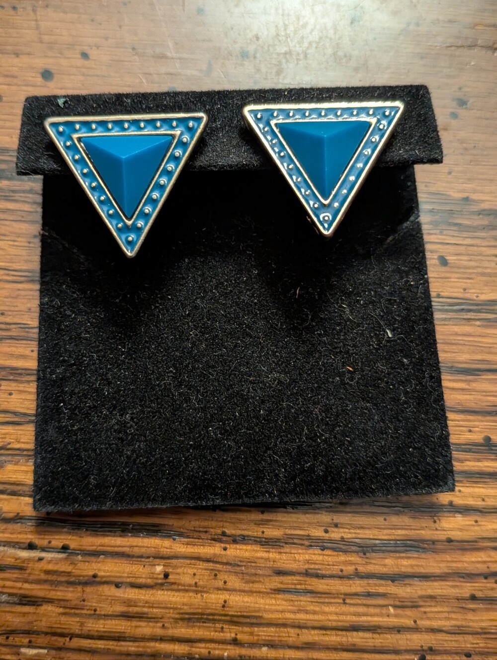 Blue Triangle Stud Earrings - Elegant Geometric Women’s Jewelry